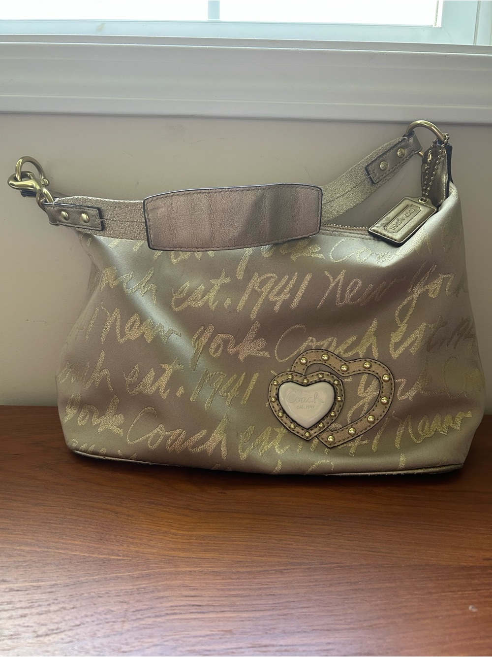 Y2KCoach Rare Limited Edition Poppy Lurex Script Gold Hobo Bag F17472